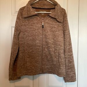 Women’s Calvin Klein Performance fleece Brown heather Quick dry full zip pockets